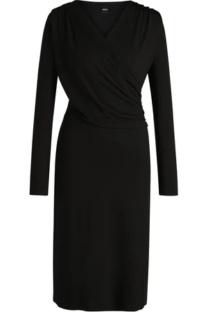 HUGO BOSS Vestido de crepé elástico con detalle cruzado en la parte delantera