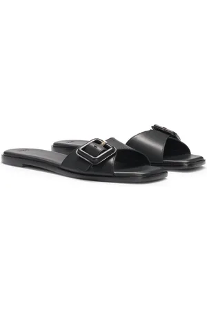 HUGO BOSS Chanclas de piel con detalle de logo en la hebilla