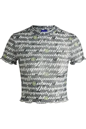 HUGO BOSS Top de malla elástica con logo estampado