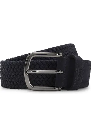 HUGO BOSS Cinturón de tela con ribetes de piel