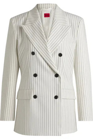 HUGO BOSS Chaqueta de traje cruzada oversize fit con raya diplomática