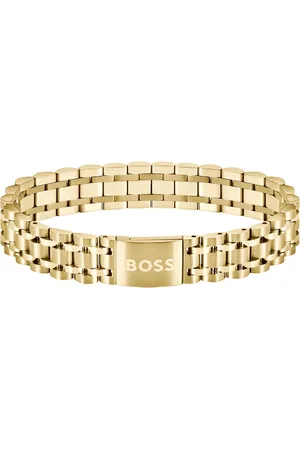 HUGO BOSS Brazalete dorado con logo en el cierre magnético