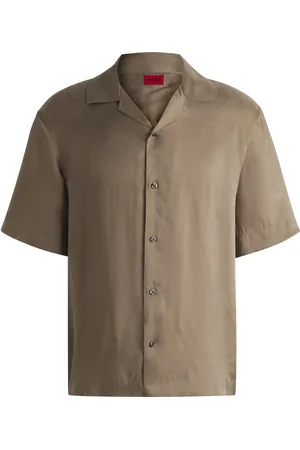HUGO BOSS Camisa relaxed fit de sarga brillante