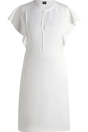 HUGO BOSS Vestido con escote ojo de cerradura y mangas con volantes