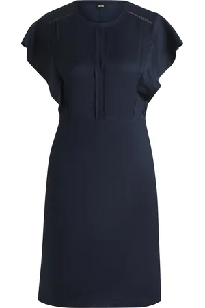 HUGO BOSS Vestido con escote ojo de cerradura y mangas con volantes