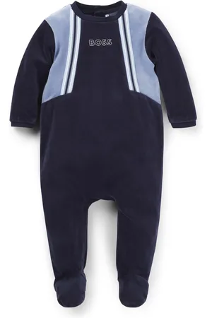 HUGO BOSS Pijama integral para bebé en terciopelo de algodón con logo estampado
