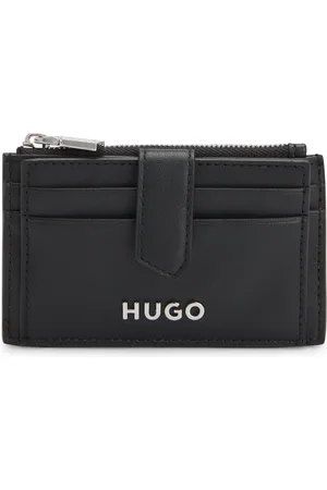 HUGO BOSS Tarjetero de piel sintética con letras de logo