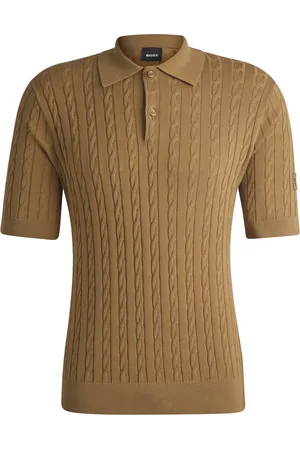 HUGO BOSS Polo de punto con estructura trenzada para equitación