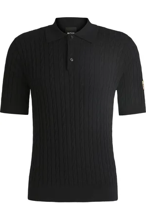 HUGO BOSS Polo de punto con estructura trenzada para equitación