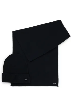 HUGO BOSS Set de regalo con gorro de punto y bufanda de canalé