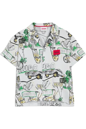 HUGO BOSS Camisa para niños con estampado integral e insignia de logo