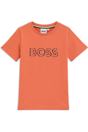 HUGO BOSS Camiseta slim fit de algodón para niños con logo estampado