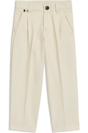 HUGO BOSS Pantalones chinos para niños de sarga de algodón elástico