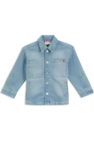 HUGO BOSS Sobrecamisa para niños en denim elástico con bolsillos cosidos