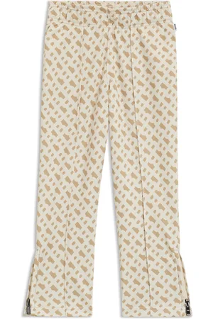 HUGO BOSS Pantalones de chándal para niños con estampado de monograma y cremallera en los bajos