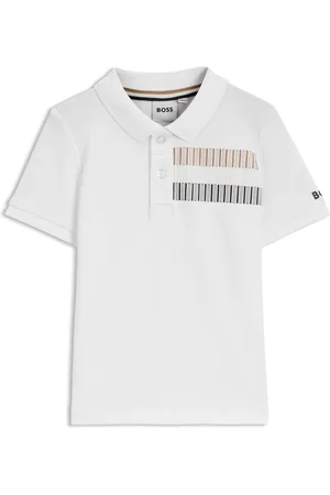 HUGO BOSS Polo para niños en algodón elástico con rayas de la marca
