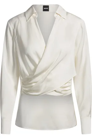 HUGO BOSS Blusa cruzada en seda elástica