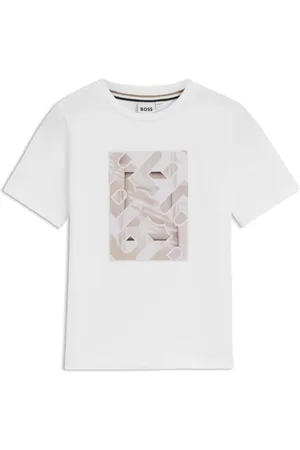 HUGO BOSS Camiseta de algodón para niños con ilustración de monograma