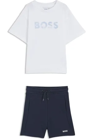 HUGO BOSS Conjunto de camiseta y shorts para niños con logos estampados
