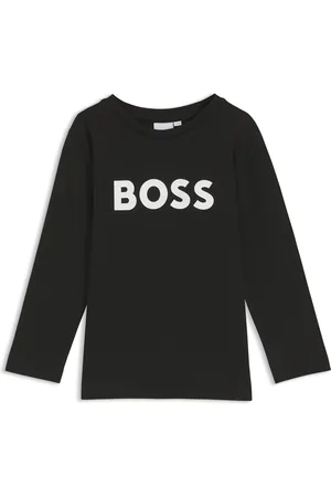 HUGO BOSS Camiseta de manga larga para niños en algodón con logo en contraste