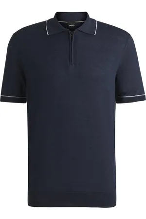 HUGO BOSS Jersey en mezcla de lino con tapeta de cremallera