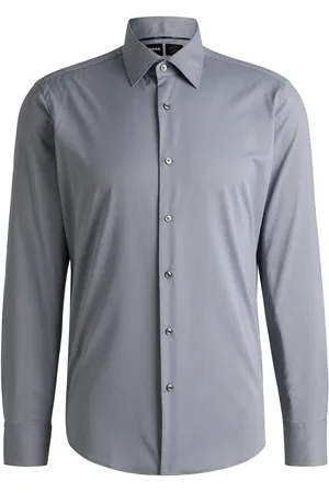 HUGO BOSS Camisa regular fit de tejido elástico con estructura