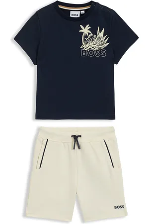 HUGO BOSS Conjunto de camiseta y shorts para niños con ilustración creativa