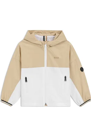 HUGO BOSS Cazadora cortavientos con capucha para niños con bloques de color y detalles de logo