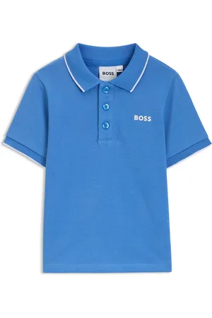 HUGO BOSS Polo para niños de piqué de algodón con logo estampado