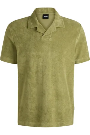 HUGO BOSS Polo en felpa de algodón con cuello abierto