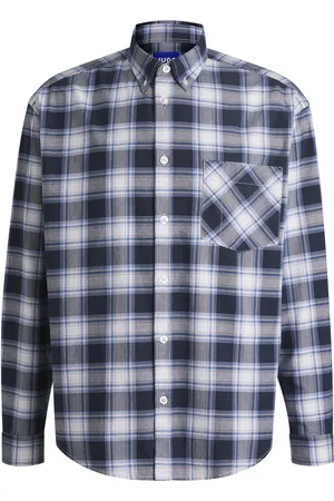 HUGO BOSS Camisa oversize fit en algodón Oxford a cuadros