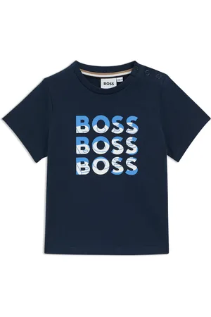 HUGO BOSS Camiseta de algodón para niños con logos con efecto degradado