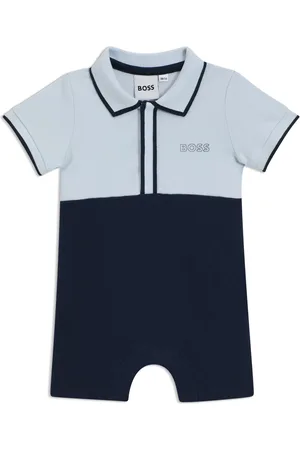 HUGO BOSS Mono corto para bebé de algodón elástico con cuello de polo