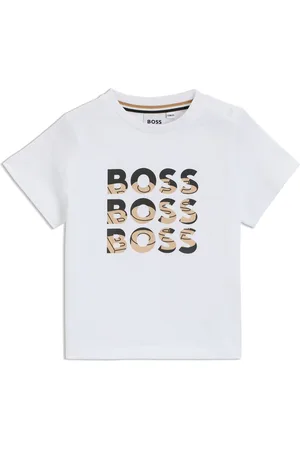 HUGO BOSS Camiseta de algodón para niños con logos con efecto degradado