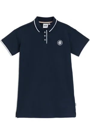 HUGO BOSS Vestido polo para niñas de piqué de algodón elástico