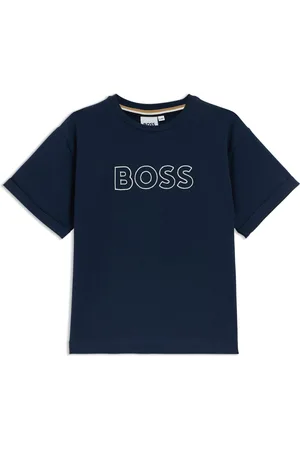 HUGO BOSS Camiseta para niños de algodón elástico con logo bordado