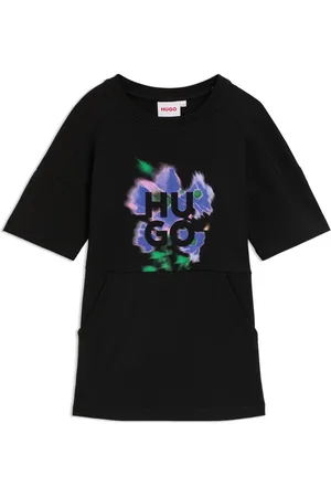 HUGO BOSS Vestido estilo camiseta para niñas en algodón con logo de diseño