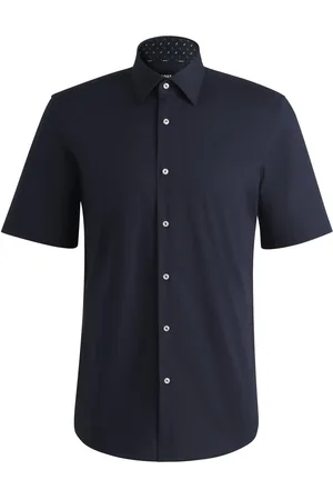 HUGO BOSS Camisa regular fit de popelín de algodón elástico de planchado fácil