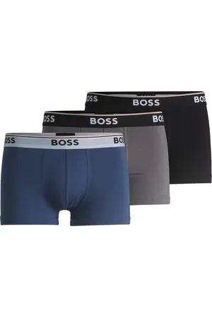 HUGO BOSS Paquete de tres calzoncillos de algodón elástico con logos en la cintura