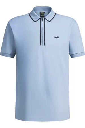 HUGO BOSS Polo de algodón elástico con rayas en contraste