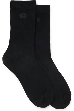 HUGO BOSS Paquete de dos pares de calcetines de largo estándar con monogramas