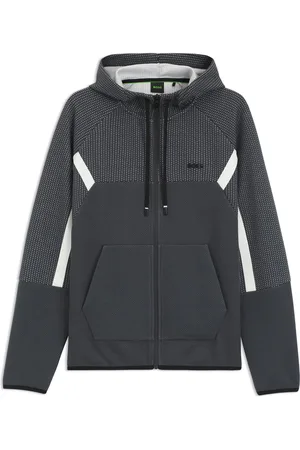 HUGO BOSS Sudadera regular fit con capucha y cremallera en jacquard guateado