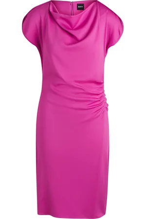 HUGO BOSS Vestido de escote drapeado con detalle fruncido
