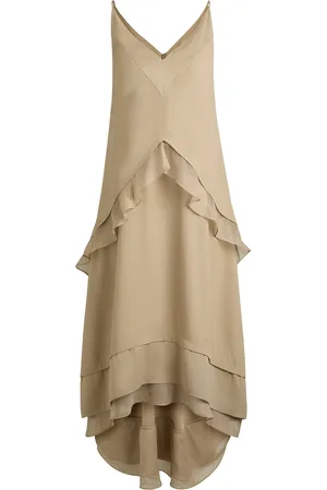 HUGO BOSS Vestido de satén a capas con apliques de seda