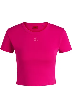 HUGO BOSS Camiseta slim fit de algodón con logo apilado bordado