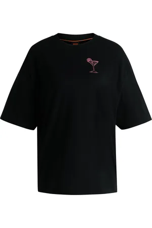 HUGO BOSS Camiseta oversize en punto de algodón con logo de diseño