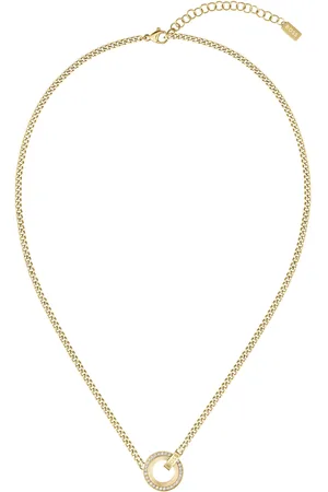 HUGO BOSS Collar dorado con colgante con cristales engastados