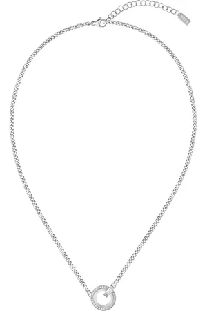 HUGO BOSS Collar de cadena con anillo de cristal y eslabones de la marca