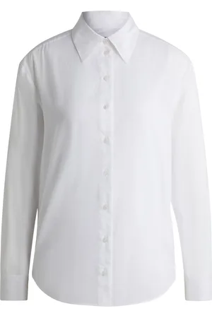 HUGO BOSS Blusa de sastrería en voile de algodón