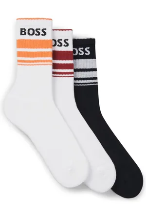 HUGO BOSS Paquete de tres pares de calcetines cortos con rayas y logos